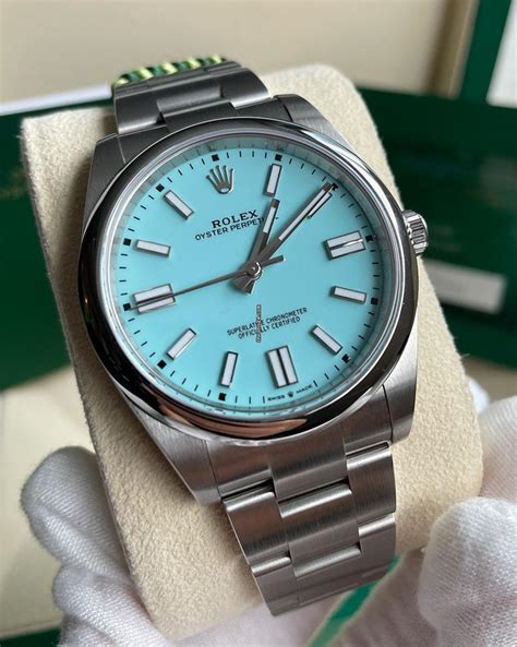 rolex oyster bleu|rolex op 41 tiffany blue.